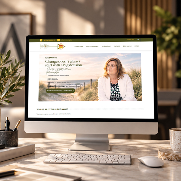 Landingspagina voor Arrowing Ilse Errygers door communicatiebureau Solid Designs Lievegem